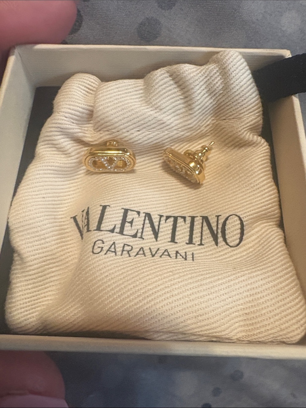 Valentino Garavani Gold-Tone Crystal Stud Earrings